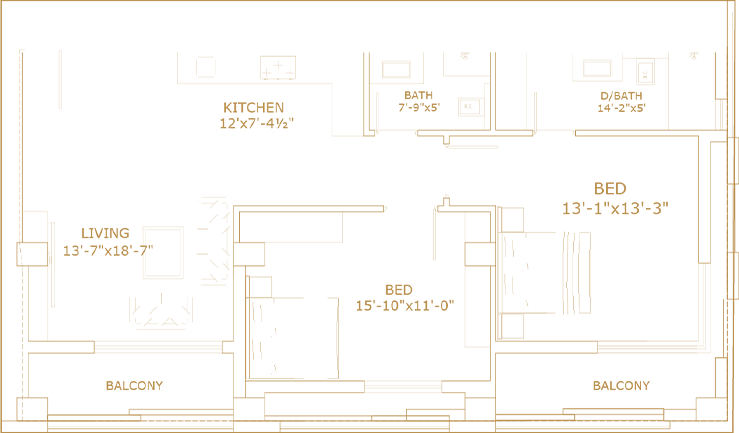 2-bedroom apartment floorplan